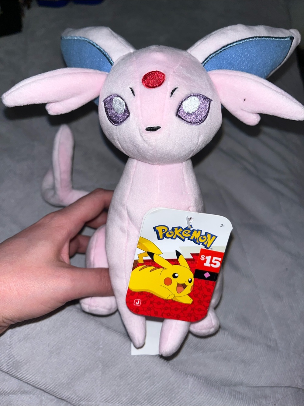 Pokemon Pink Espeon Plush with Blue Ear Accents